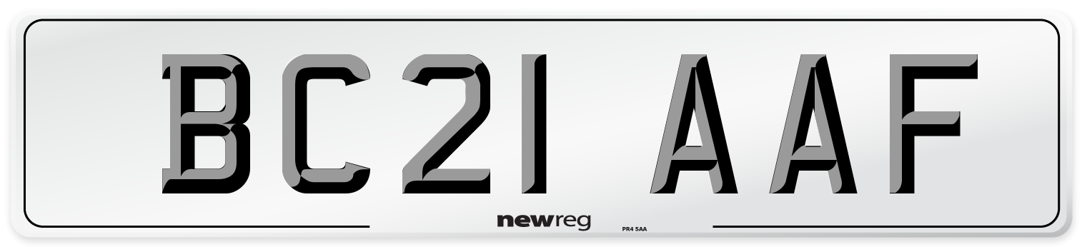 BC21 AAF Number Plate from New Reg